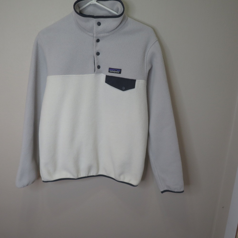 Patagonia Synchilla Snap-T Fleece Pullover Grey White Small Womens Sz S
